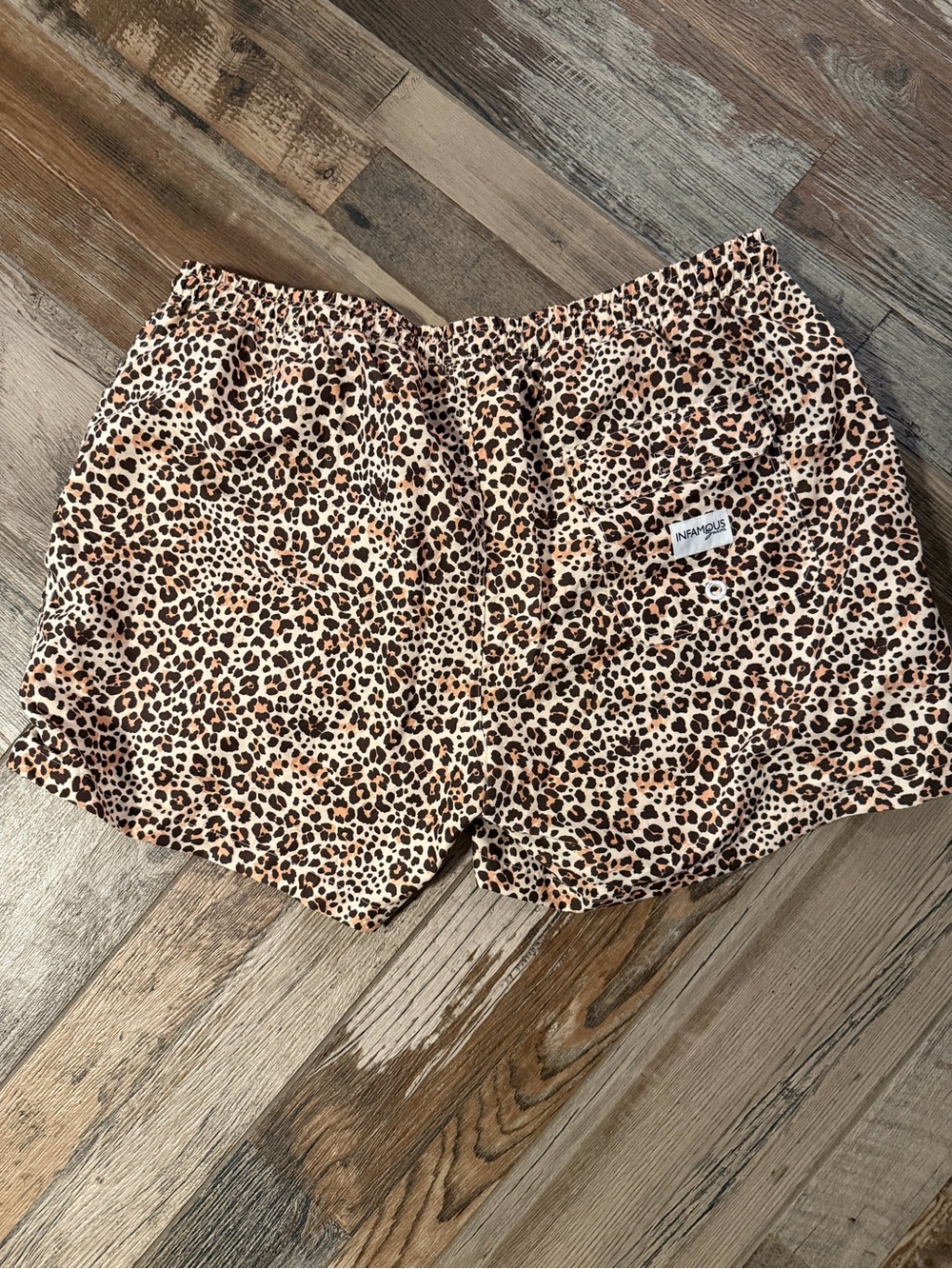 Leopard Print Men’s Swim Trunks - Tan/Brown